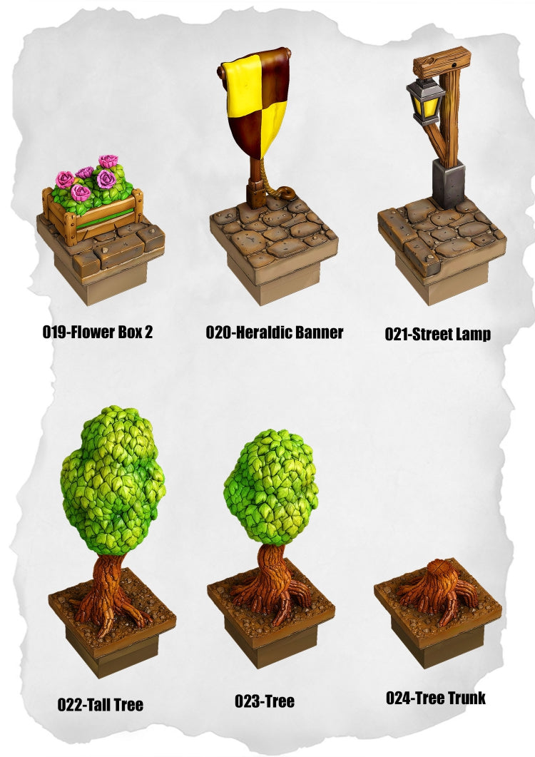 Town Tiles – Garden & Street Detail Pack (MT2-019 to MT2-024)