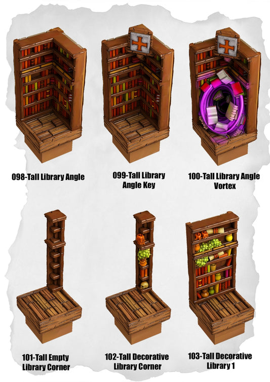 Town Tiles – Tall Library Extensions Pack (MT2-098 to MT2-103)