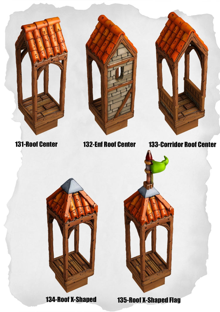 Town Tiles – Rooftop Center Pack (MT2-131 to MT2-135)