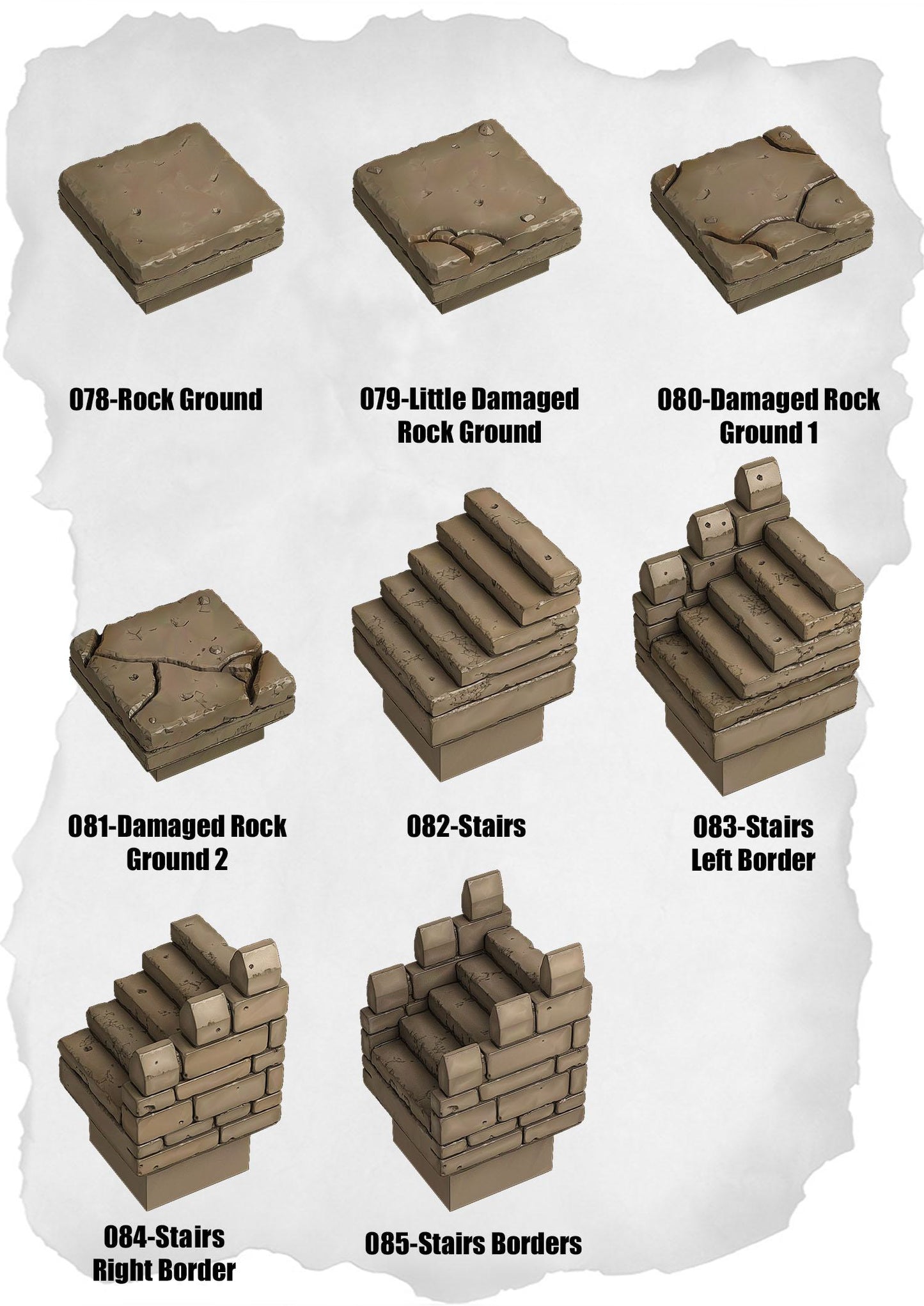 Ramparts & Ruins Tiles – Ruined Ground & Stairs Pack (RR-078 to RR-085)