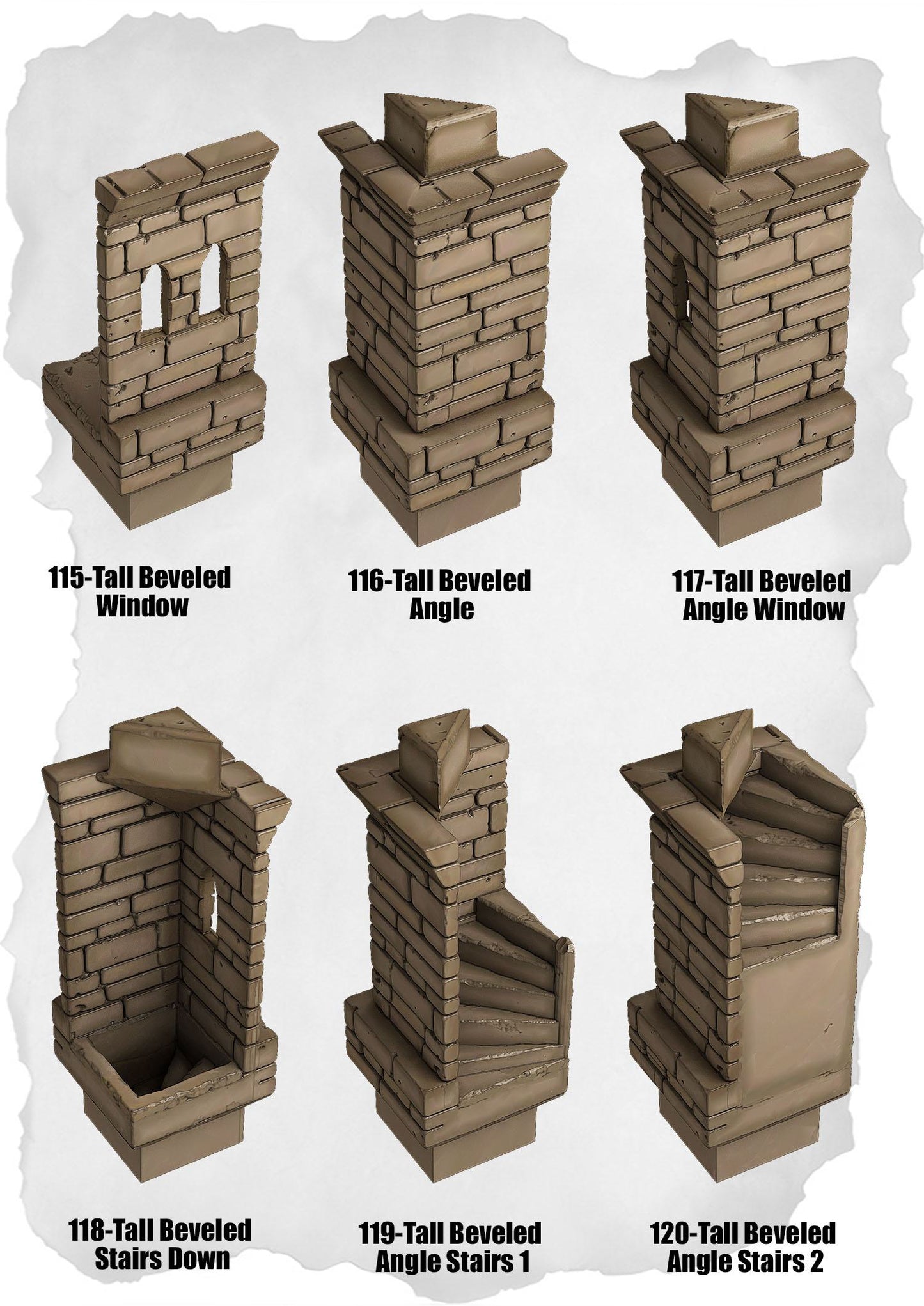 Ramparts & Ruins Tiles – Beveled Tall Arch Pack (RR-115 to RR-120)