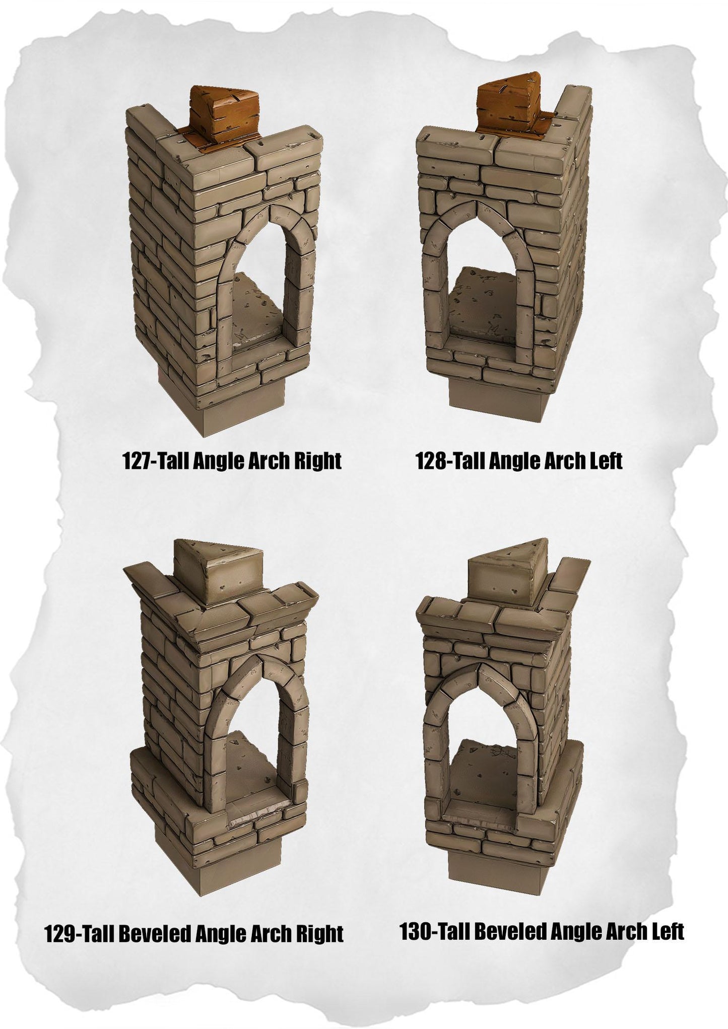 Ramparts & Ruins Tiles – Tall Angle Arch Pack (RR-127 to RR-130)