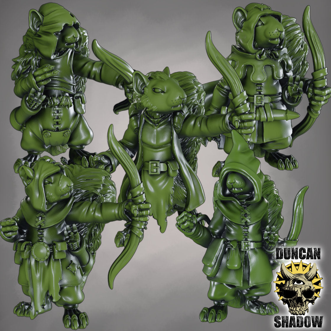 Squirrel folk with bows