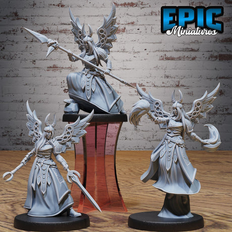 Aasimar Angel Paladin Miniature | Set of 3 - Tabletop RPG & D&D miniature. Perfect for wargaming & collectors