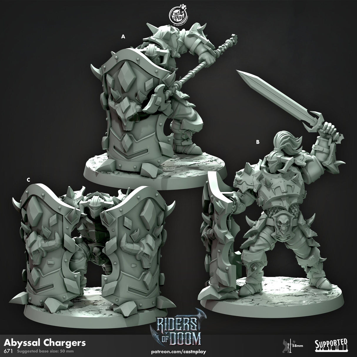Abyssal Chargers, Riders of Doom Miniature | A - Tabletop RPG & D&D miniature. Perfect for wargaming & collectors