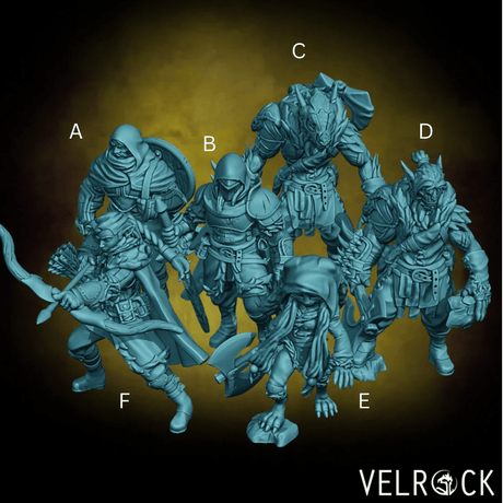 Jungle Adventure Party Miniature | Set of 6 - Tabletop RPG & D&D miniature. Perfect for wargaming & collectors