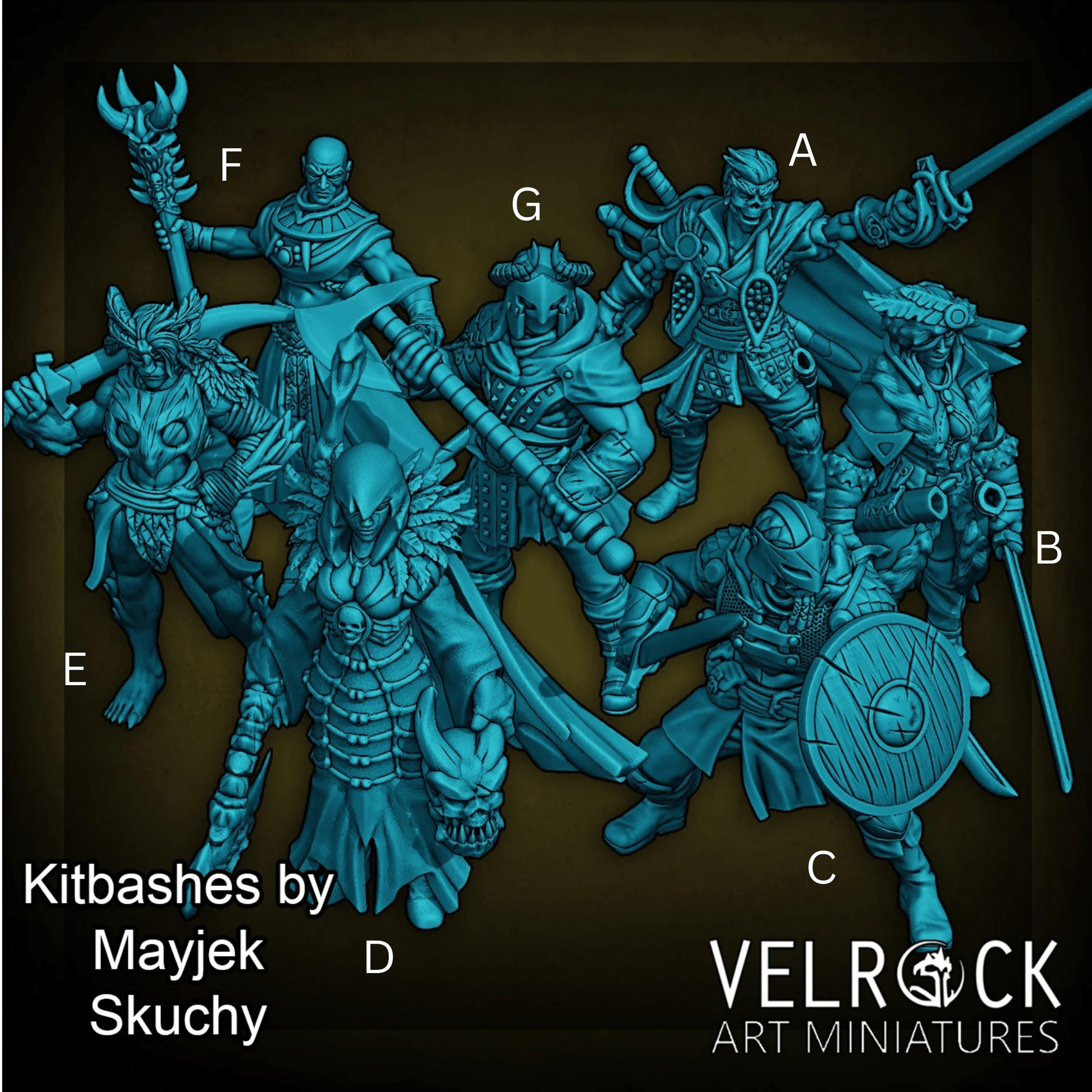 Adventures kitbashes Miniature - Set of 7 - 32mm