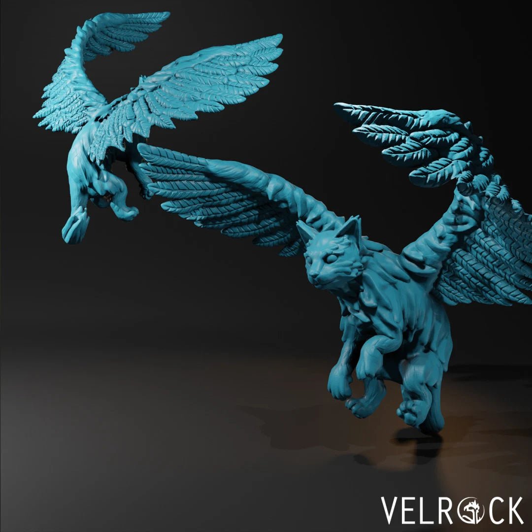 Aerifeline Or Celesticat Miniature | A - Tabletop RPG & D&D miniature. Perfect for wargaming & collectors