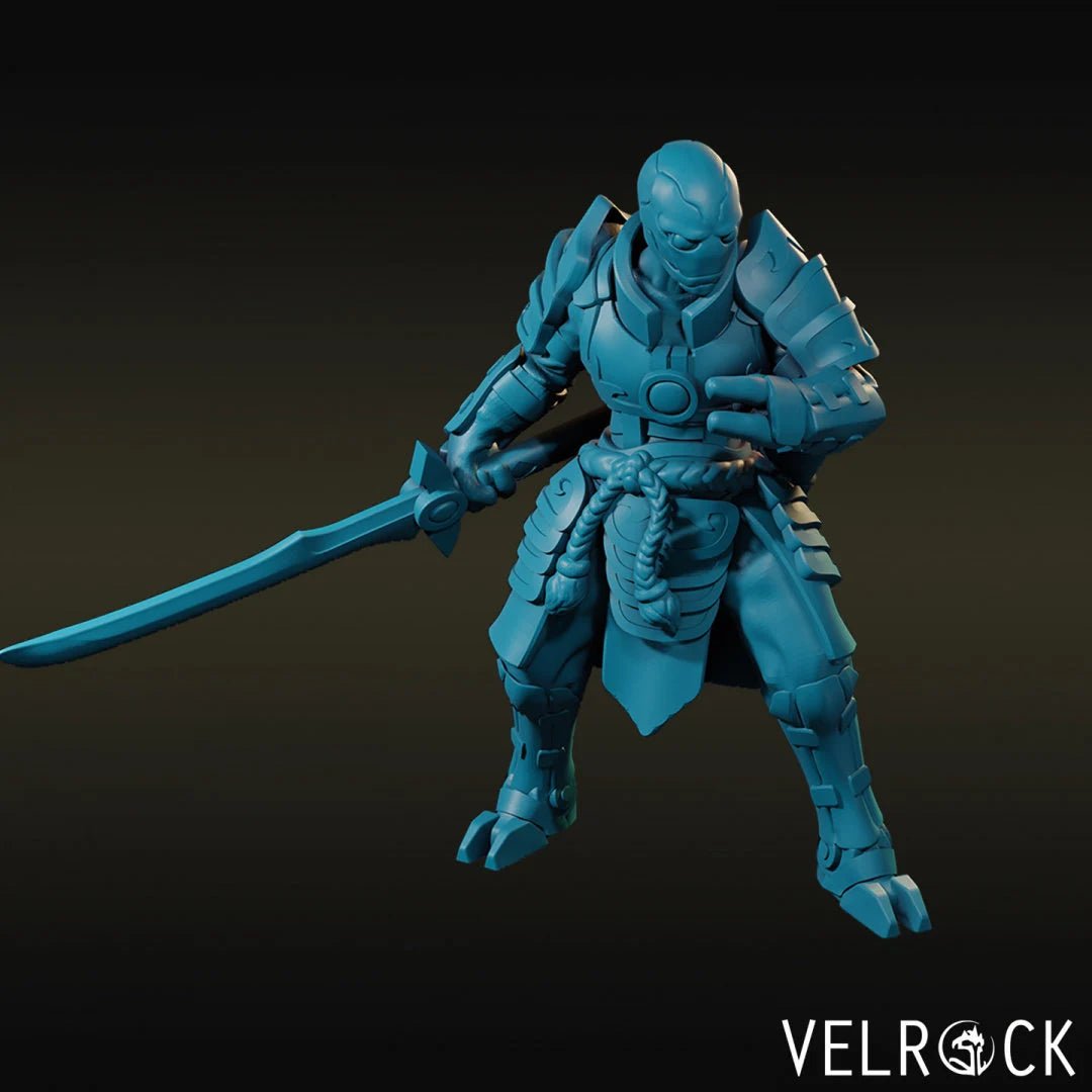 Alien Samurai Miniature | E - Tabletop RPG & D&D miniature. Perfect for wargaming & collectors