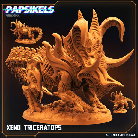 Alien Tricerotops Miniature | Alien Triceratops - Tabletop RPG & D&D miniature. Perfect for wargaming & collectors