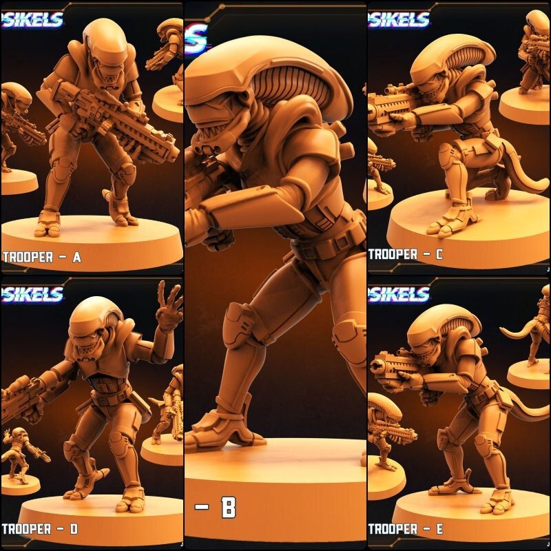 Alien Troopers Miniature - Full Set All Models - 32mm