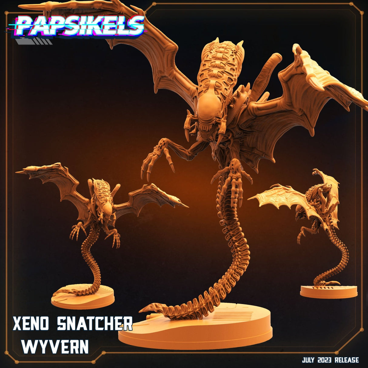 Alien Utahraptor and wyvern Miniature | Wyvern A - Tabletop RPG & D&D miniature. Perfect for wargaming & collectors