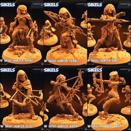 Alien Widow Skull Hunter Miniature | Full Set All Models - Tabletop RPG & D&D miniature. Perfect for wargaming & collectors