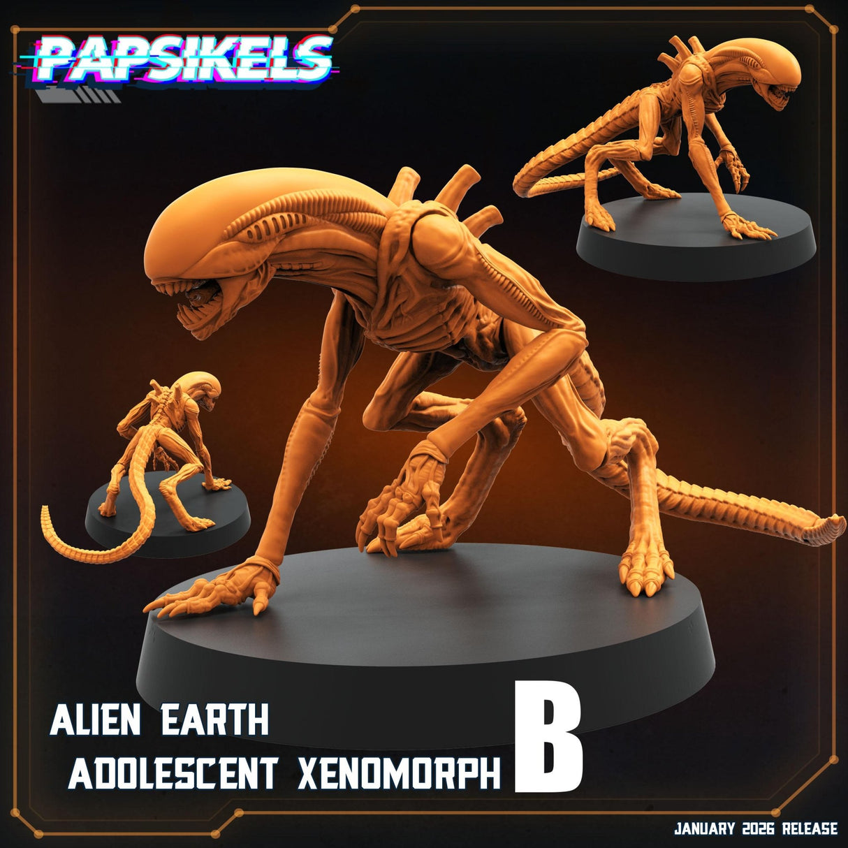 Alien Xenomorph Set | B - Tabletop RPG & D&D miniature. Perfect for wargaming & collectors