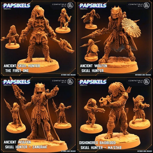 Ancient Skull Hunter Miniature - Full Set All Models - 32mm