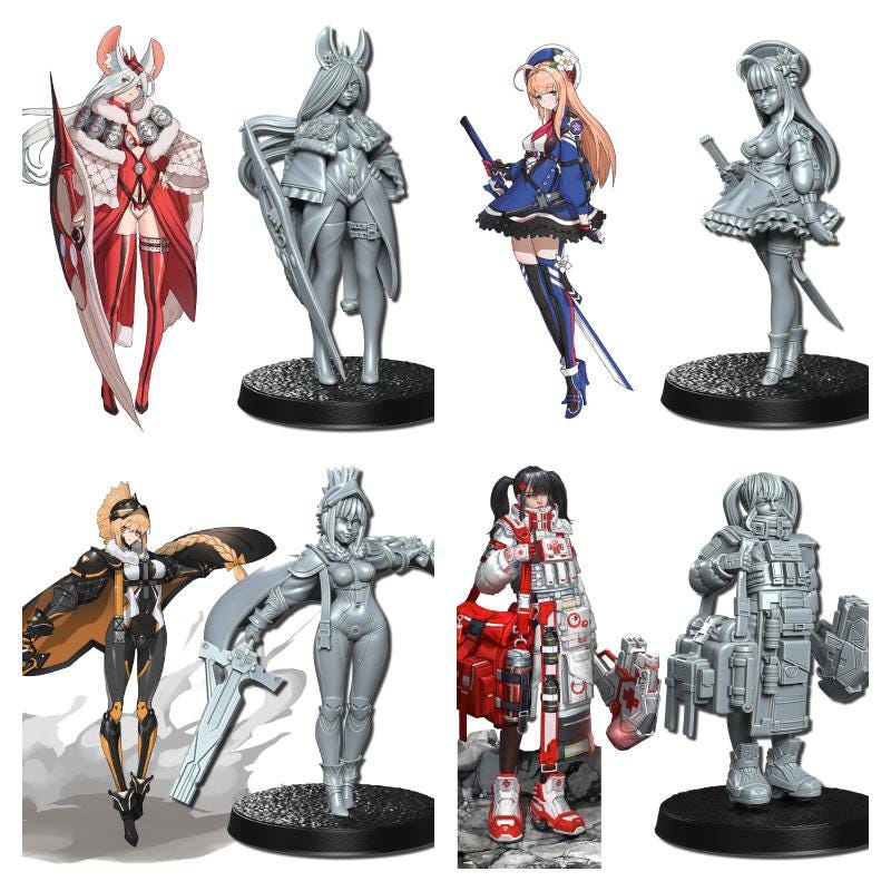 Anime Adventures Miniature | Full Set All Models - Tabletop RPG & D&D miniature. Perfect for wargaming & collectors
