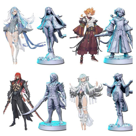 Anime Characters Miniature | Full Set All Models - Tabletop RPG & D&D miniature. Perfect for wargaming & collectors