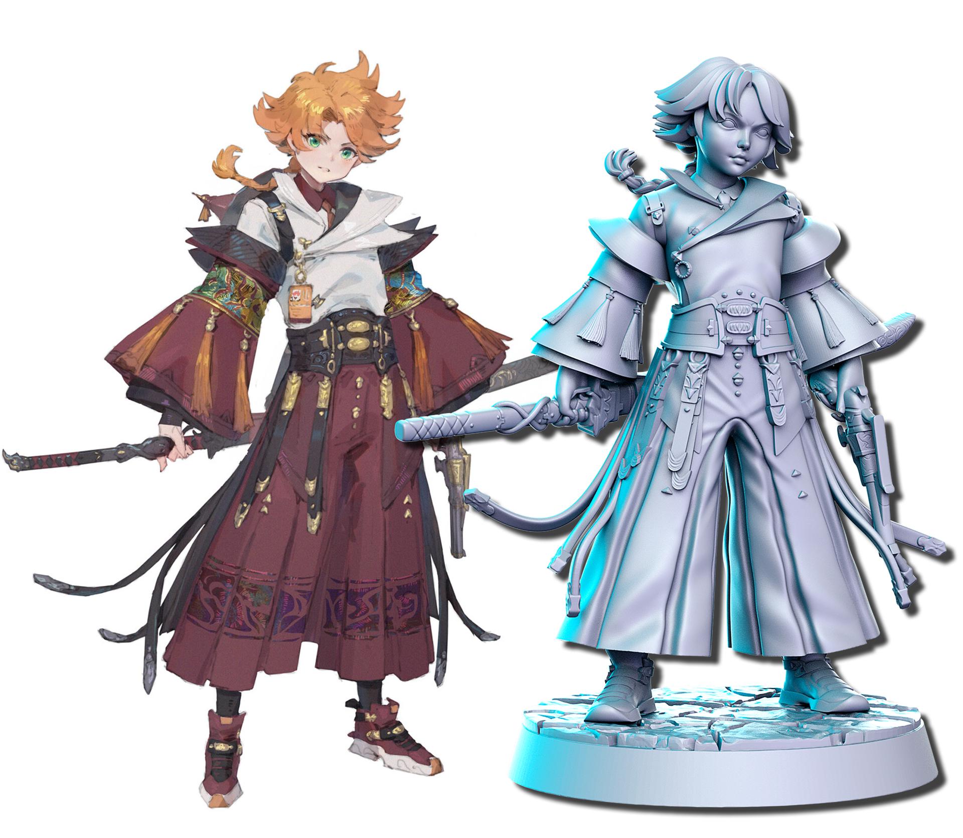 Anime Characters Miniature - Warrior 2 - 32mm