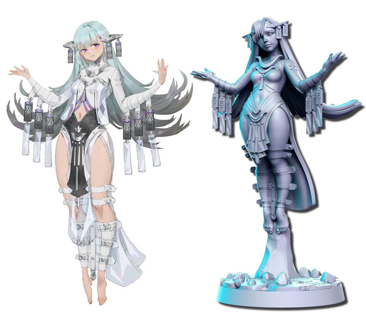 Anime Characters Miniature | Warrior 4 - Tabletop RPG & D&D miniature. Perfect for wargaming & collectors
