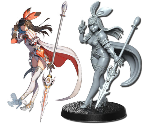 Anime Fighter Neo Warrior Miniature | Warrior 3 - Tabletop RPG & D&D miniature. Perfect for wargaming & collectors