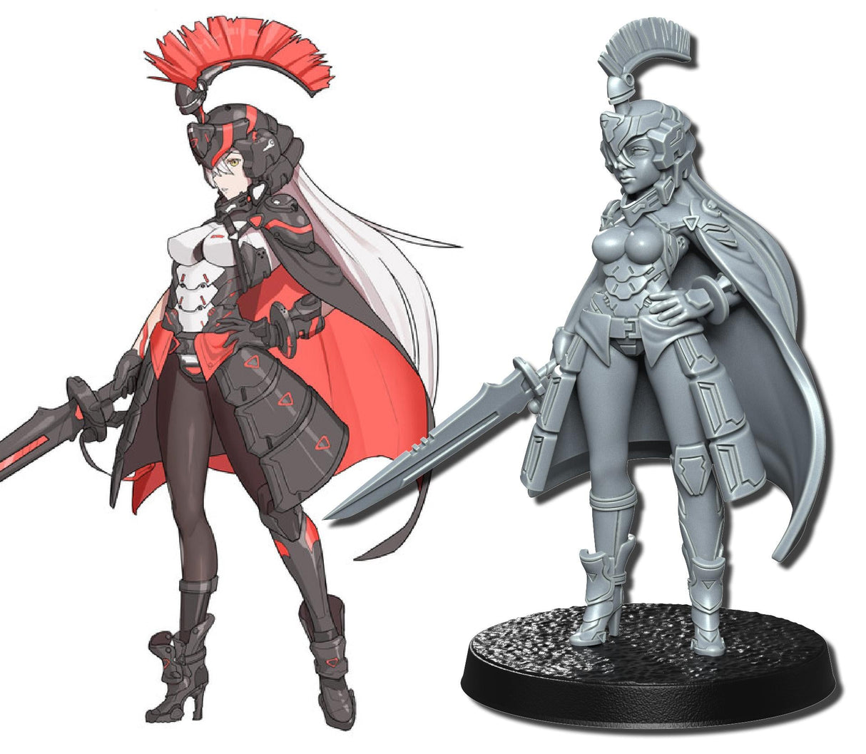 Anime Fighter Neo Warrior Miniature | Warrior 4 - Tabletop RPG & D&D miniature. Perfect for wargaming & collectors