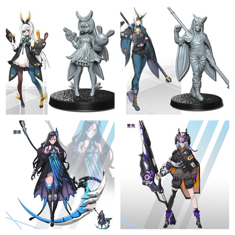 Anime Neo Warrior Miniature | Full Set All Models - Tabletop RPG & D&D miniature. Perfect for wargaming & collectors