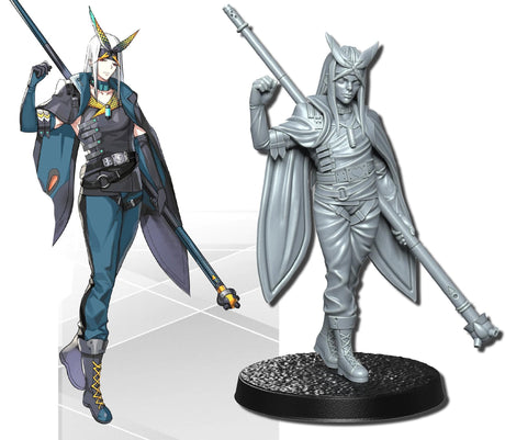 Anime Neo Warrior Miniature | Warrior 2 - Tabletop RPG & D&D miniature. Perfect for wargaming & collectors