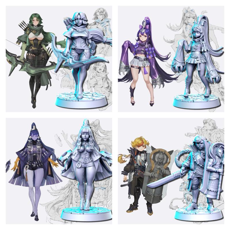 Anime Warrior Miniature | Full Set All Models - Tabletop RPG & D&D miniature. Perfect for wargaming & collectors
