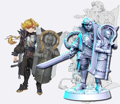 Anime Warrior Miniature | Warrior 4 - Tabletop RPG & D&D miniature. Perfect for wargaming & collectors