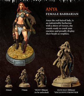 Anya, Barbarian Heroine Miniature | Anya - Tabletop RPG & D&D miniature. Perfect for wargaming & collectors