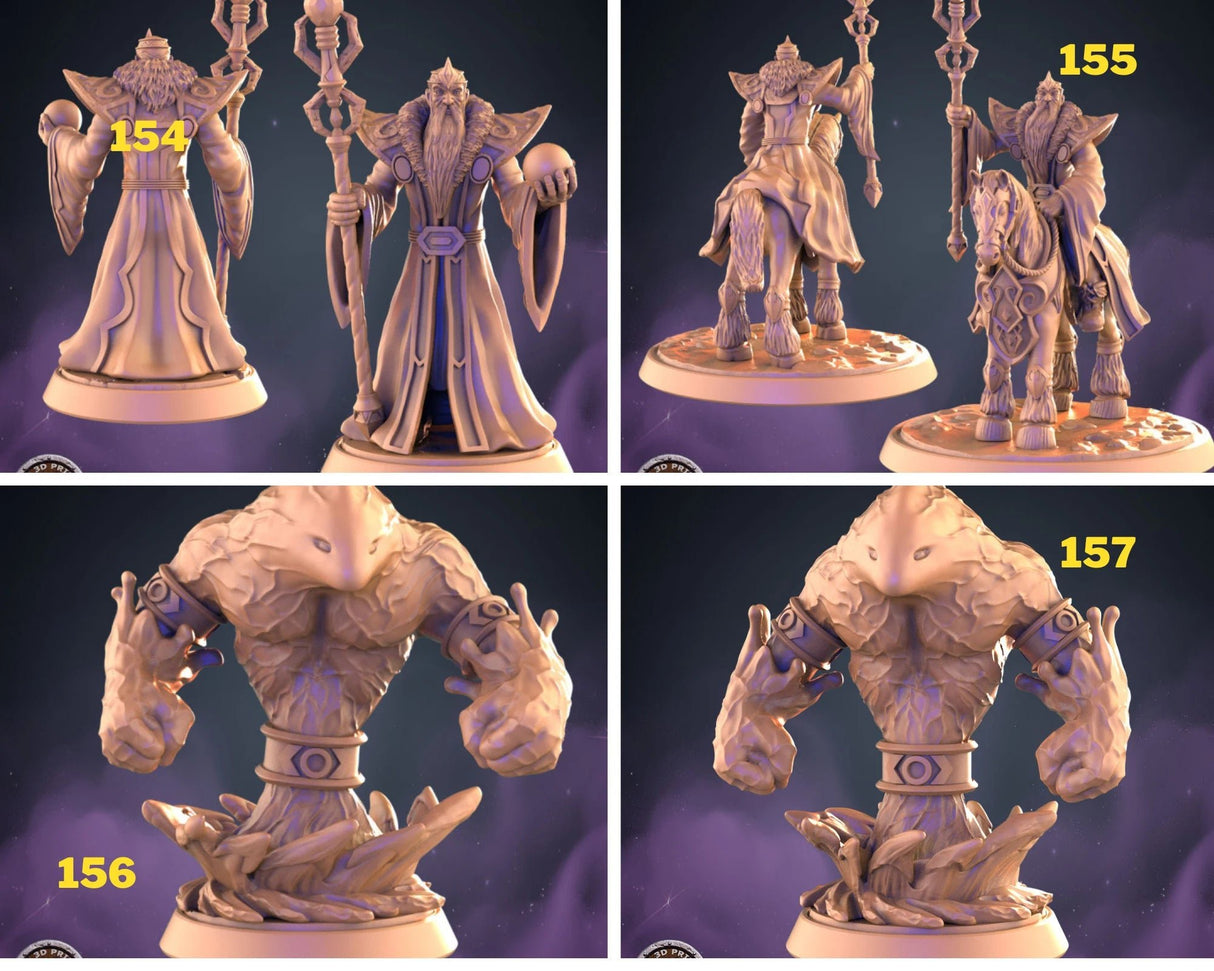 Archmage Miniature | set of 4 - Tabletop RPG & D&D miniature. Perfect for wargaming & collectors