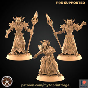 Archmage Or Lich Miniature | Set of 3 - Tabletop RPG & D&D miniature. Perfect for wargaming & collectors