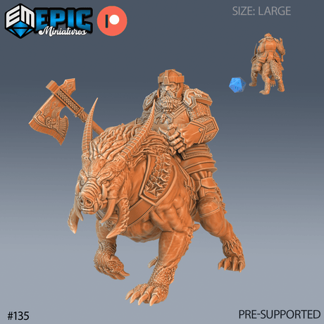 Arctic Boar Miniature | B - Tabletop RPG & D&D miniature. Perfect for wargaming & collectors