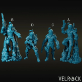 Armoured Bounty Hunter Miniature | set of 4 - Tabletop RPG & D&D miniature. Perfect for wargaming & collectors