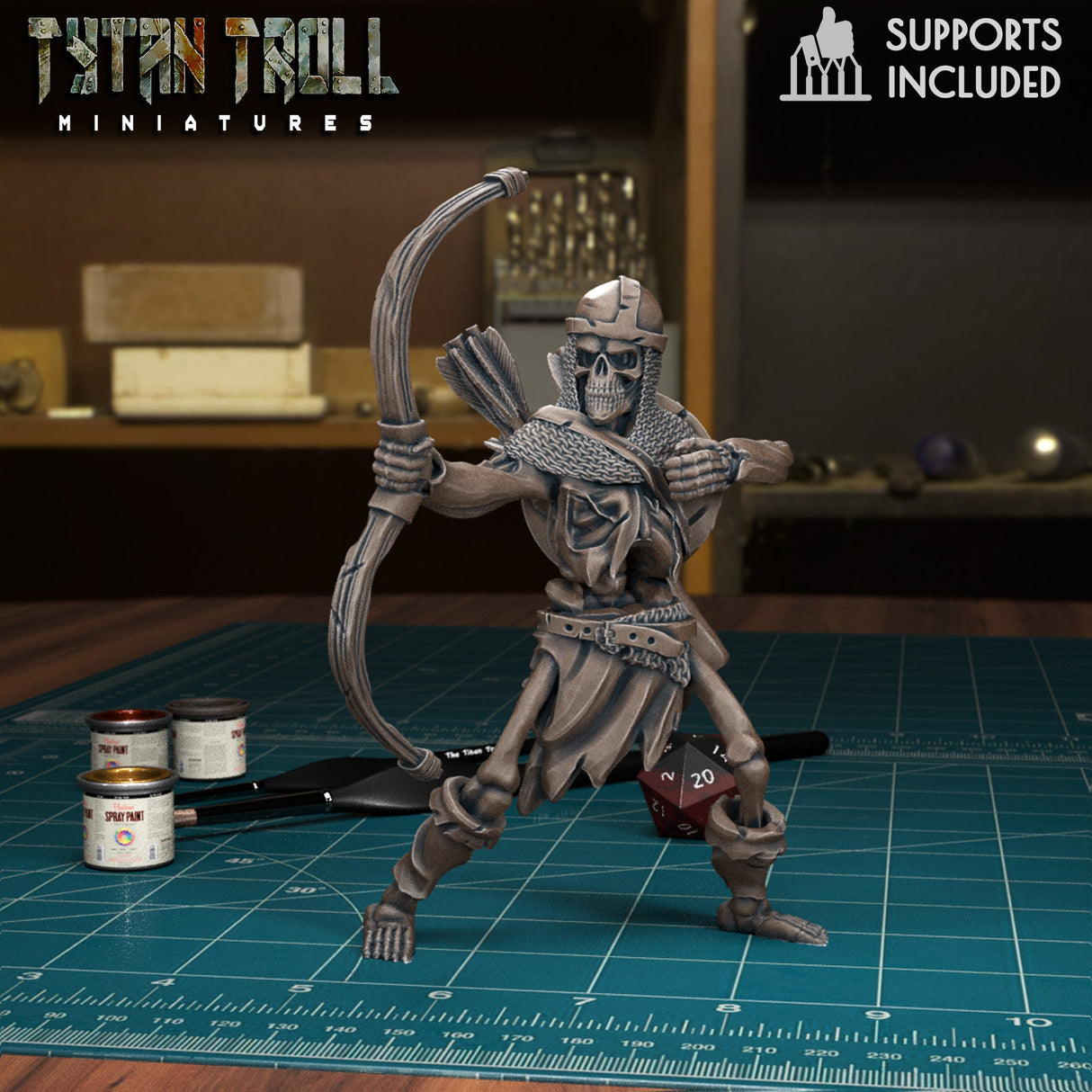 Armoured Skeleton Miniature | B - Tabletop RPG & D&D miniature. Perfect for wargaming & collectors