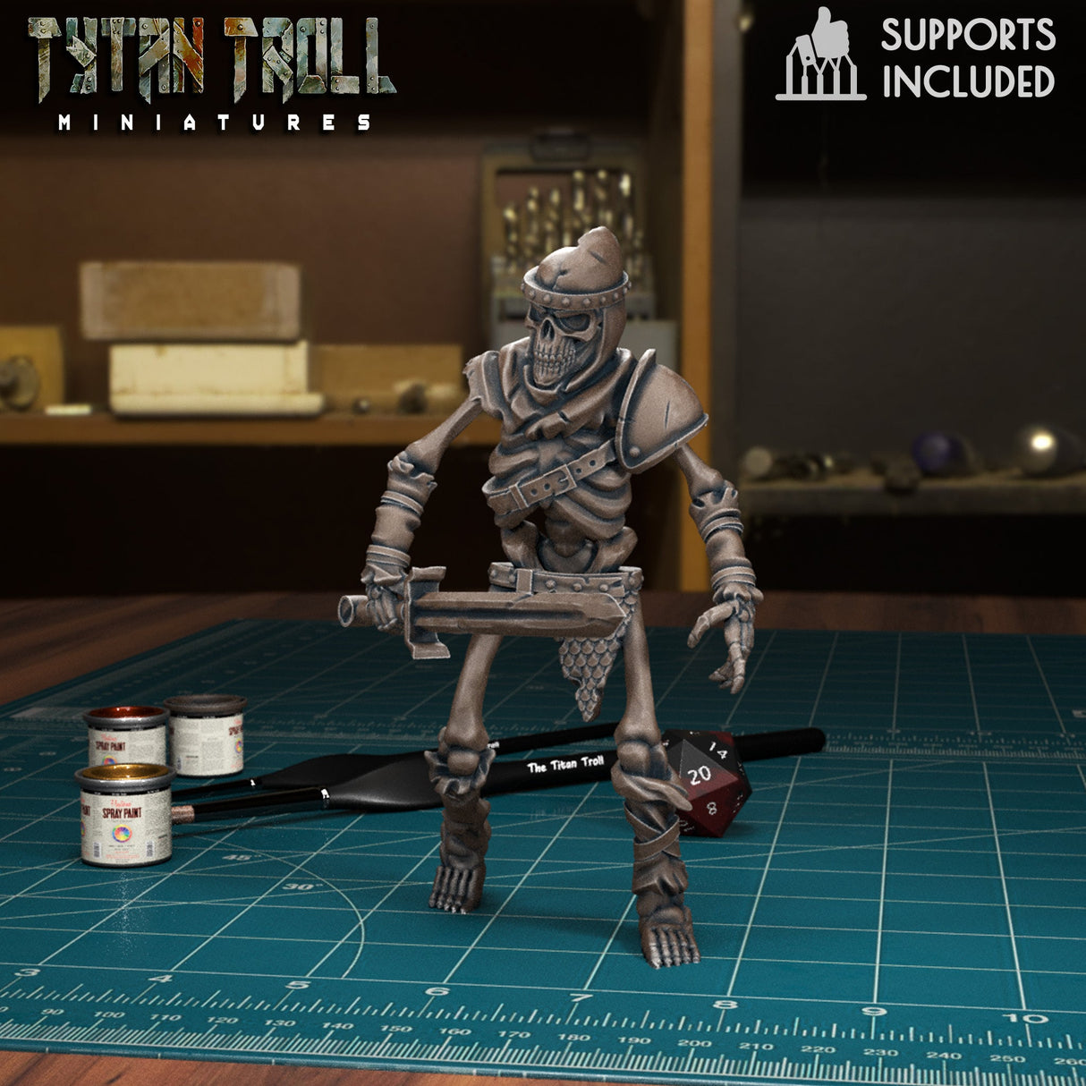 Armoured Skeleton Miniature | C - Tabletop RPG & D&D miniature. Perfect for wargaming & collectors
