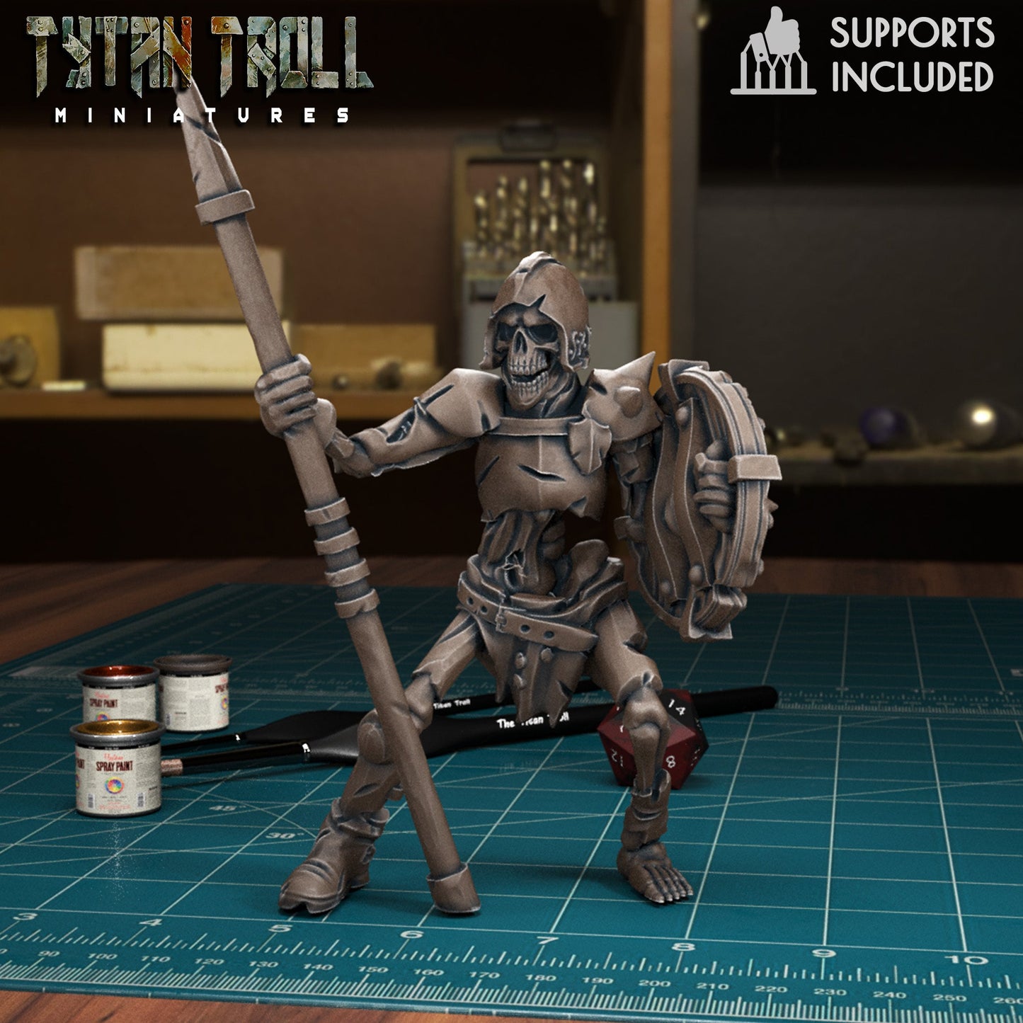 Armoured Skeleton Miniature - H - 28mm