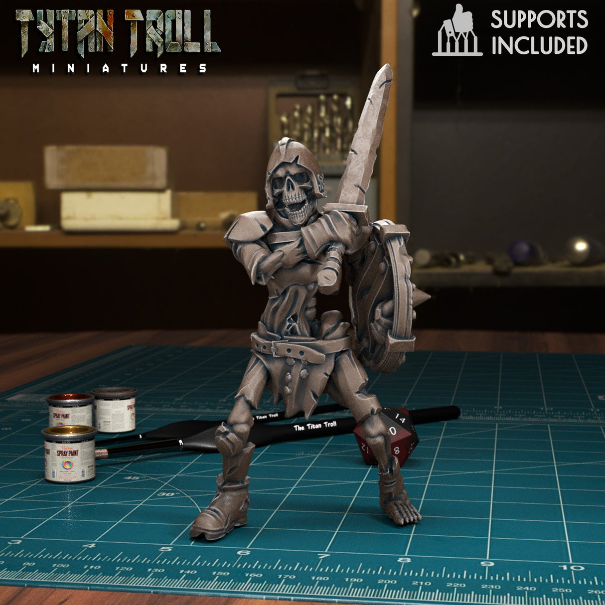Armoured Skeleton Miniature | I - Tabletop RPG & D&D miniature. Perfect for wargaming & collectors