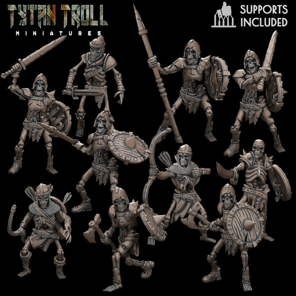 Armoured Skeleton Miniature | Set of 10 - Tabletop RPG & D&D miniature. Perfect for wargaming & collectors