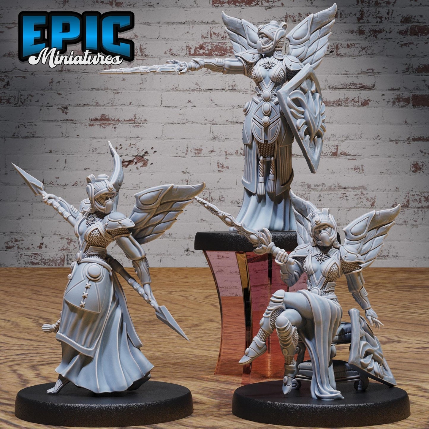 Astral Deva, Female Paladin, Cleric Miniature - Full Set All Models - 32mm