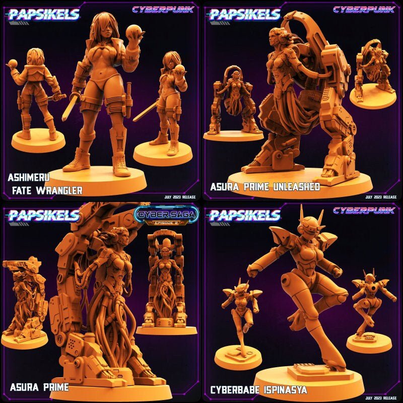 Asura Prime Command Cyborg Miniature | Full Set All Models - Tabletop RPG & D&D miniature. Perfect for wargaming & collectors