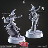 Aurelia, Moonlight Witch Miniature | A - Tabletop RPG & D&D miniature. Perfect for wargaming & collectors