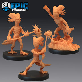 Axolotl Monster Miniature | Set of 3 - Tabletop RPG & D&D miniature. Perfect for wargaming & collectors