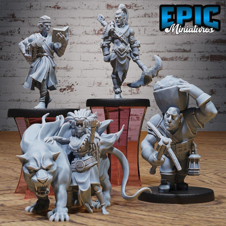 Aztec Tribe Miniature | Set of 4 - Tabletop RPG & D&D miniature. Perfect for wargaming & collectors