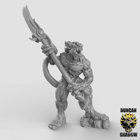 Babau Spearmen Miniature | C - Tabletop RPG & D&D miniature. Perfect for wargaming & collectors