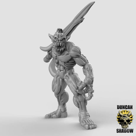 Babau Swordmen Miniature | C - Tabletop RPG & D&D miniature. Perfect for wargaming & collectors