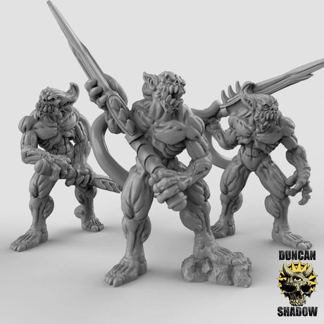 Babau Swordmen Miniature | Set of 3 - Tabletop RPG & D&D miniature. Perfect for wargaming & collectors