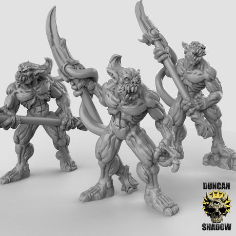 Babau Spearmen Miniature | Set of 3 - Tabletop RPG & D&D miniature. Perfect for wargaming & collectors