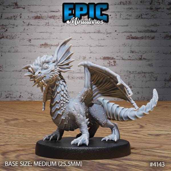 Baby Blue Dragon Wyrmling Miniature - 4143 - 32mm