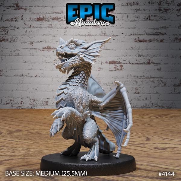 Baby Blue Dragon Wyrmling Miniature - 4144 - 32mm